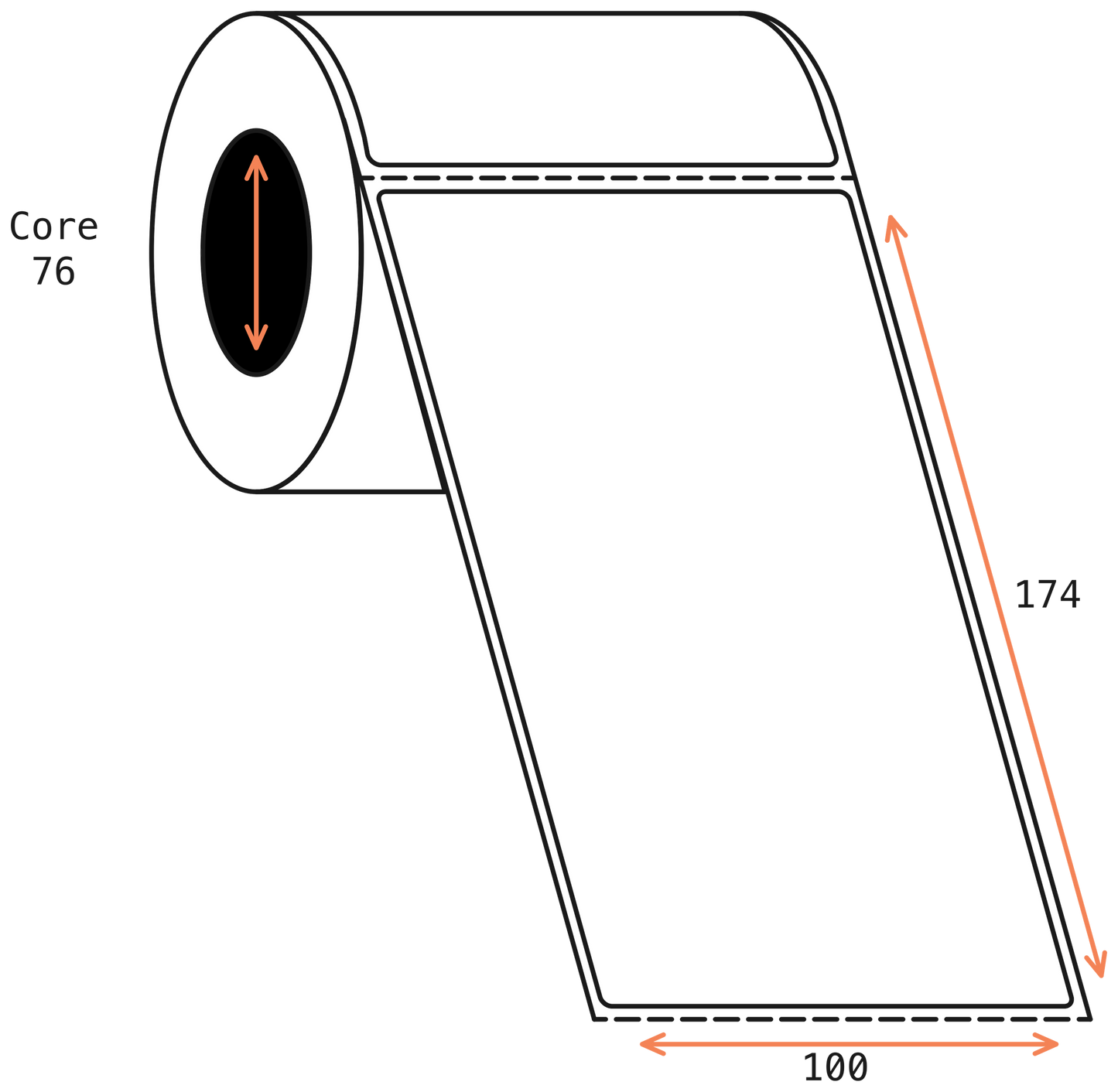 Direct Thermal Courier Post Non Facecut 100x174mm Matt Labels 76mm Core, 750/Roll, 10 Rolls/Carton, Permanent