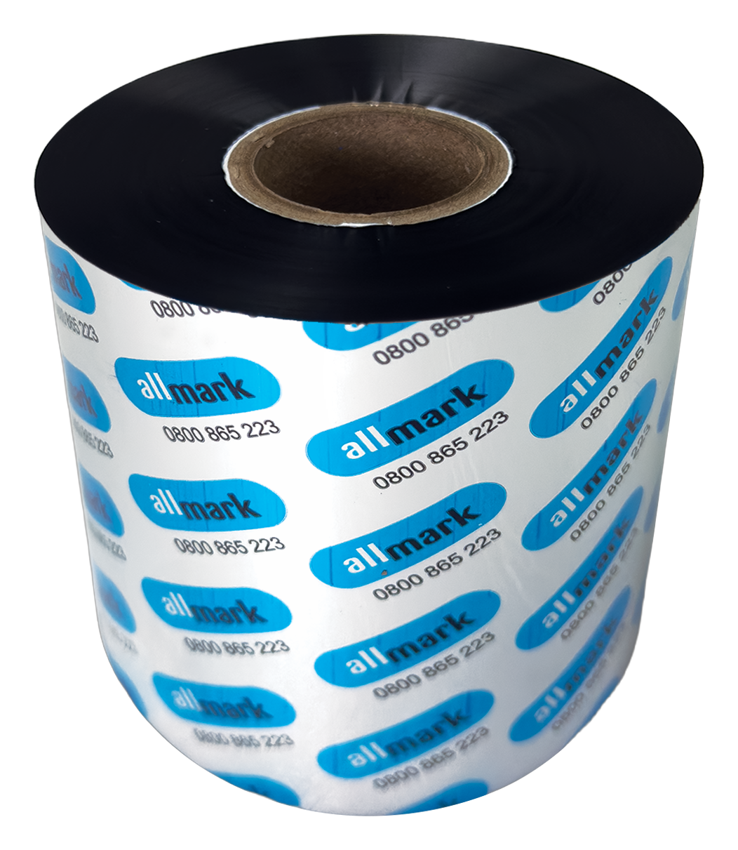 Allmark Black 75mm x 300m Wax Resin Face In Flat Head