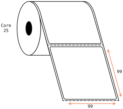 Direct Thermal 99x99mm 1 Across Matt Labels 25mm Core, 750/Roll, 20 Rolls/Carton, Permanent