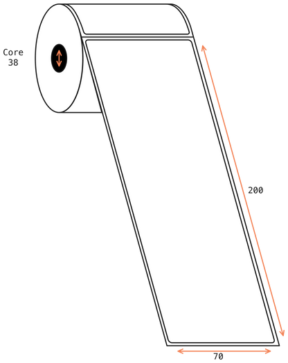 Direct Thermal 70x200mm 1 Across Matt Labels 38mm Core, 325/Roll, 20 Rolls/Carton, Permanent