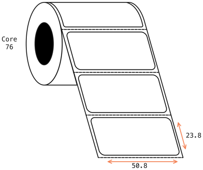 Thermal Transfer 51x24mm 1 Across Matt Labels 76mm Core, 5000/Roll, 8 Rolls/Carton, Permanent