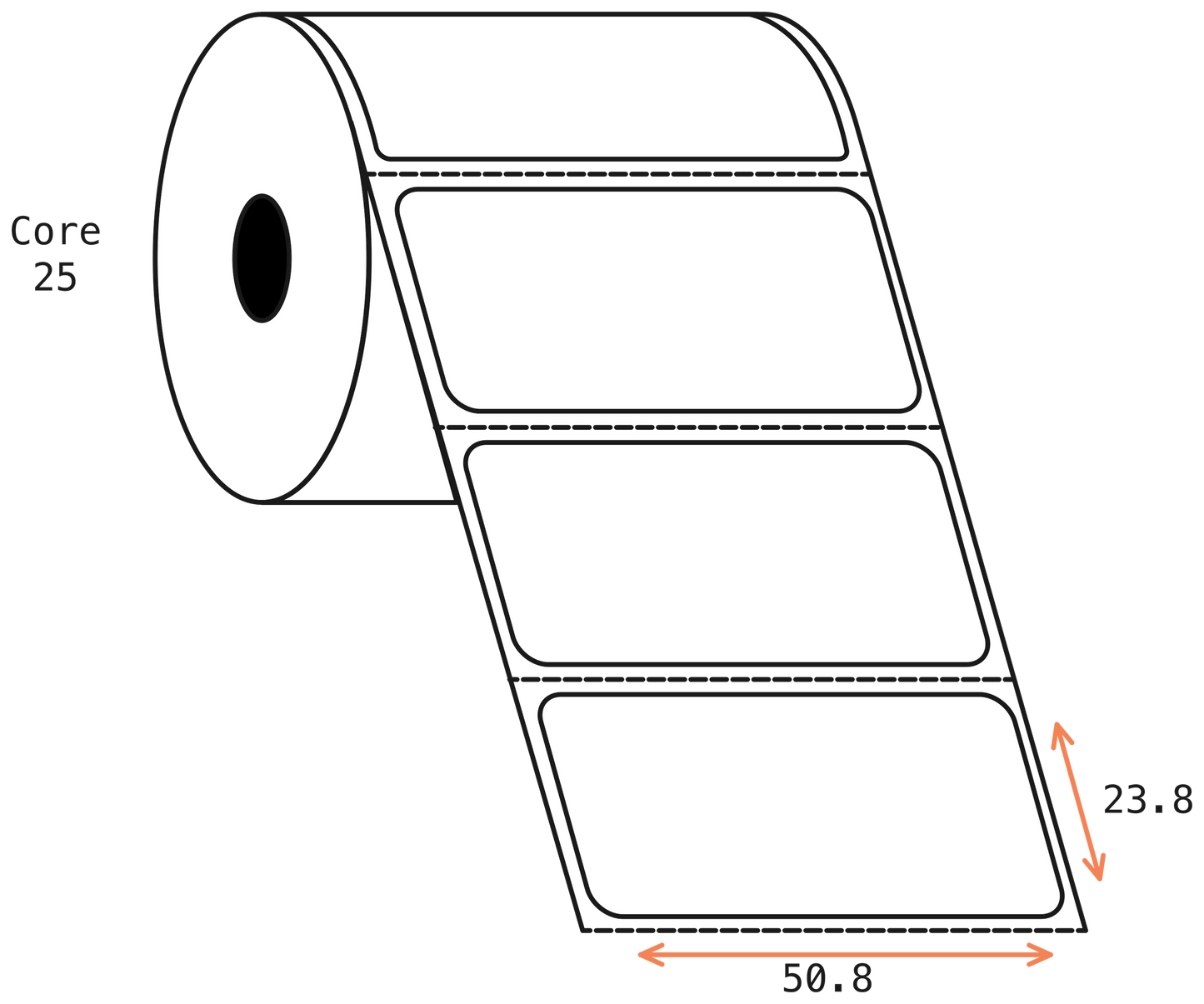 Thermal Transfer 51x24mm 1 Across Matt Labels 25mm Core, 2500/Roll, 20 Rolls/Carton, Permanent