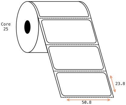 Thermal Transfer 51x24mm 1 Across Matt Labels 25mm Core, 2500/Roll, 20 Rolls/Carton, Permanent