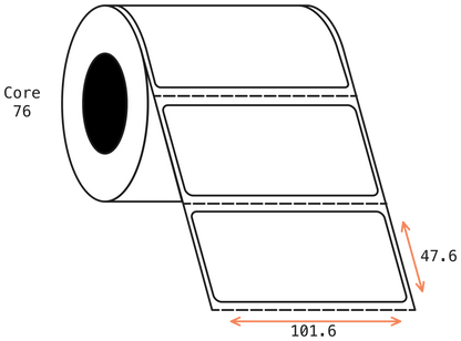 Direct Thermal 101x48mm 1 Across Matt Labels 76mm Core, 3000/Roll, 8 Rolls/Carton, Permanent