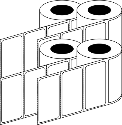 Thermal Transfer 51x24mm 2 Across Matt Labels 76mm Core, 5000/Roll, 8 Rolls/Carton, Permanent — Carton (8 rolls)