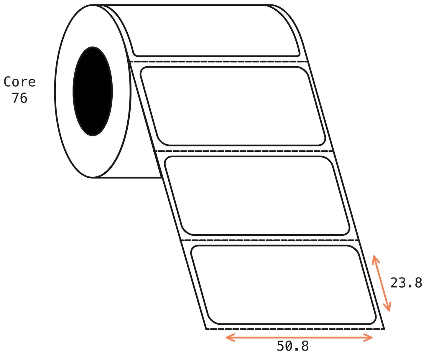 Thermal Transfer 51x24mm 2 Across Matt Labels 76mm Core, 5000/Roll, 8 Rolls/Carton, Permanent