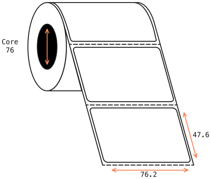 Thermal Transfer 76x48mm 1 Across Matt Labels 76mm Core, 3000/Roll, 8 Rolls/Carton, Permanent