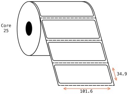 Direct Thermal 101x35mm 1 Across Matt Labels 25mm Core, 2000/Roll, 20 Rolls/Carton, Permanent