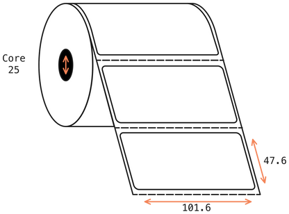 Direct Thermal 101x48mm 1 Across Matt Labels 25mm Core, 1500/Roll, 20 Rolls/Carton, Permanent