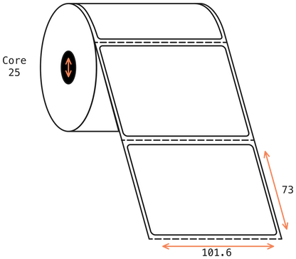 Direct Thermal 101x73mm 1 Across Matt Labels 25mm Core, 1000/Roll, 20 Rolls/Carton, Permanent