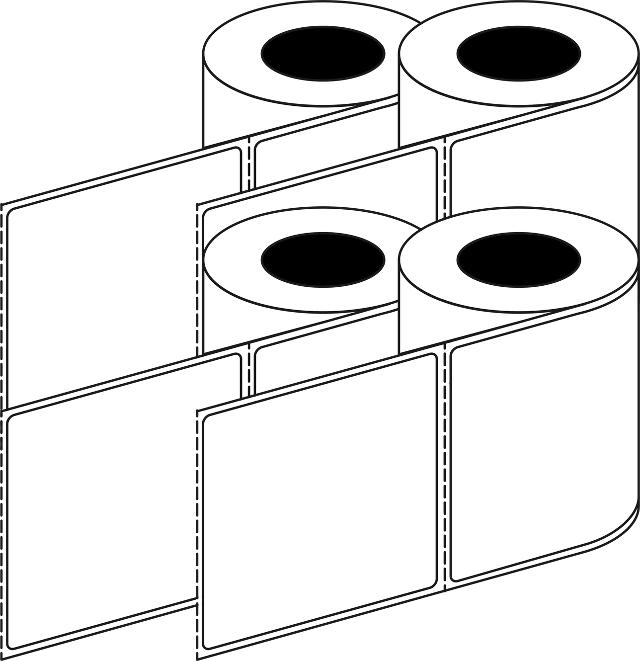 Thermal Transfer 99x99mm 1 Across Matt Labels 76mm Core, 1500/Roll, 8 Rolls/Carton, Permanent — Carton (8 rolls)