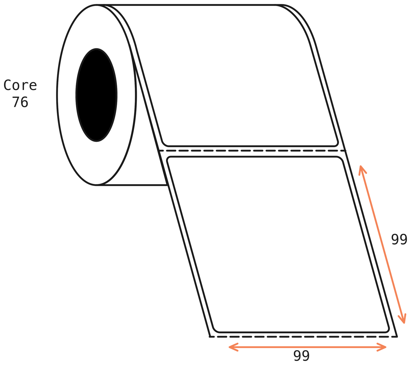 Thermal Transfer 99x99mm 1 Across Matt Labels 76mm Core, 1500/Roll, 8 Rolls/Carton, Permanent