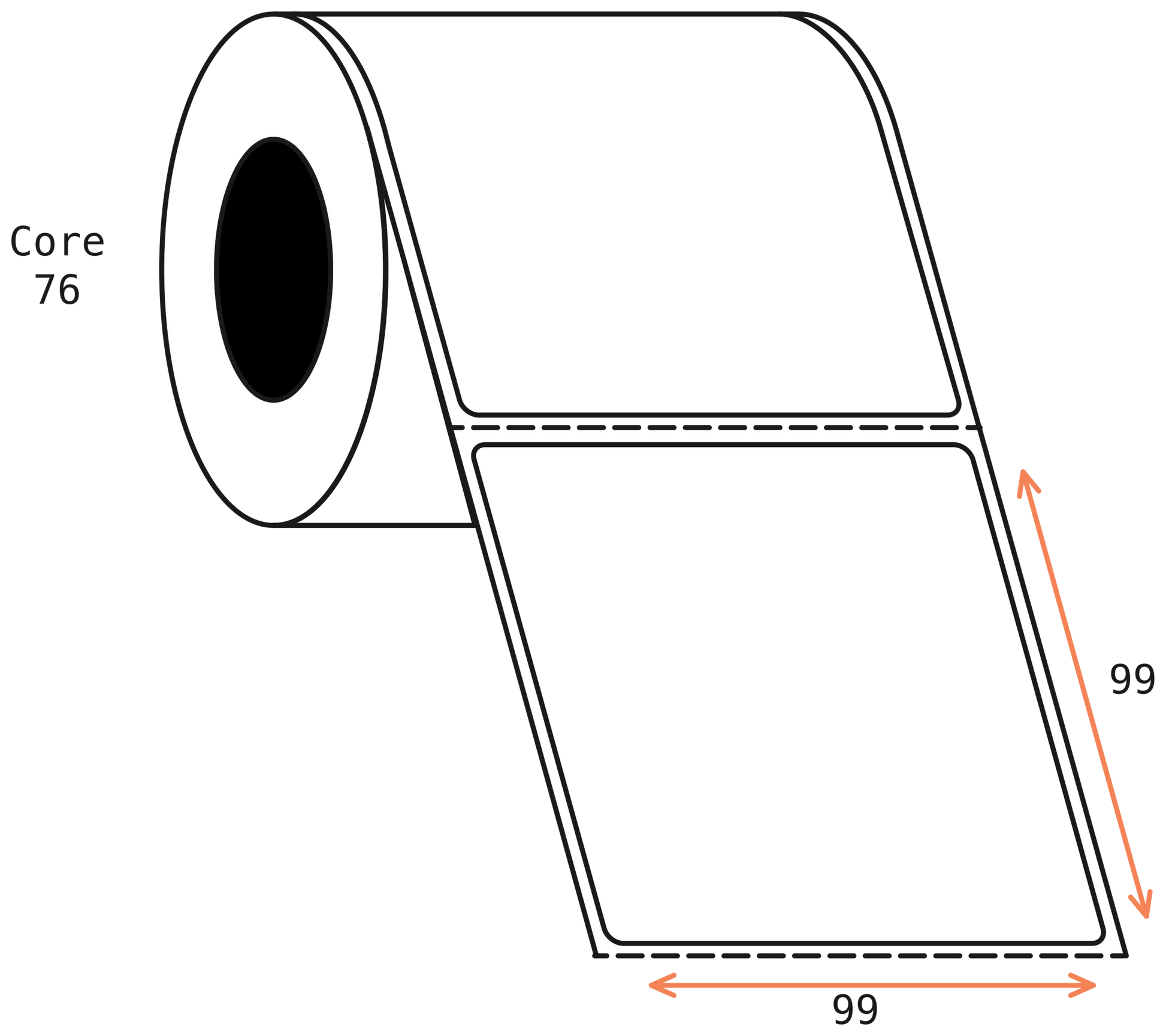 Thermal Transfer 99x99mm 1 Across Matt Labels 76mm Core, 1500/Roll, 8 Rolls/Carton, Permanent