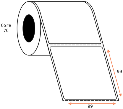 Thermal Transfer 99x99mm 1 Across Matt Labels 76mm Core, 1500/Roll, 8 Rolls/Carton, Permanent
