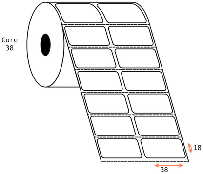 Thermal Transfer 38x18mm 2 Across Matt Labels 25mm Core, 3500/Roll, 20 Rolls/Carton, Permanent