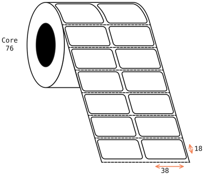 Thermal Transfer 38x18mm 2 Across Matt Labels 76mm Core, 7,000/Roll, 8 Rolls/Carton, Permanent
