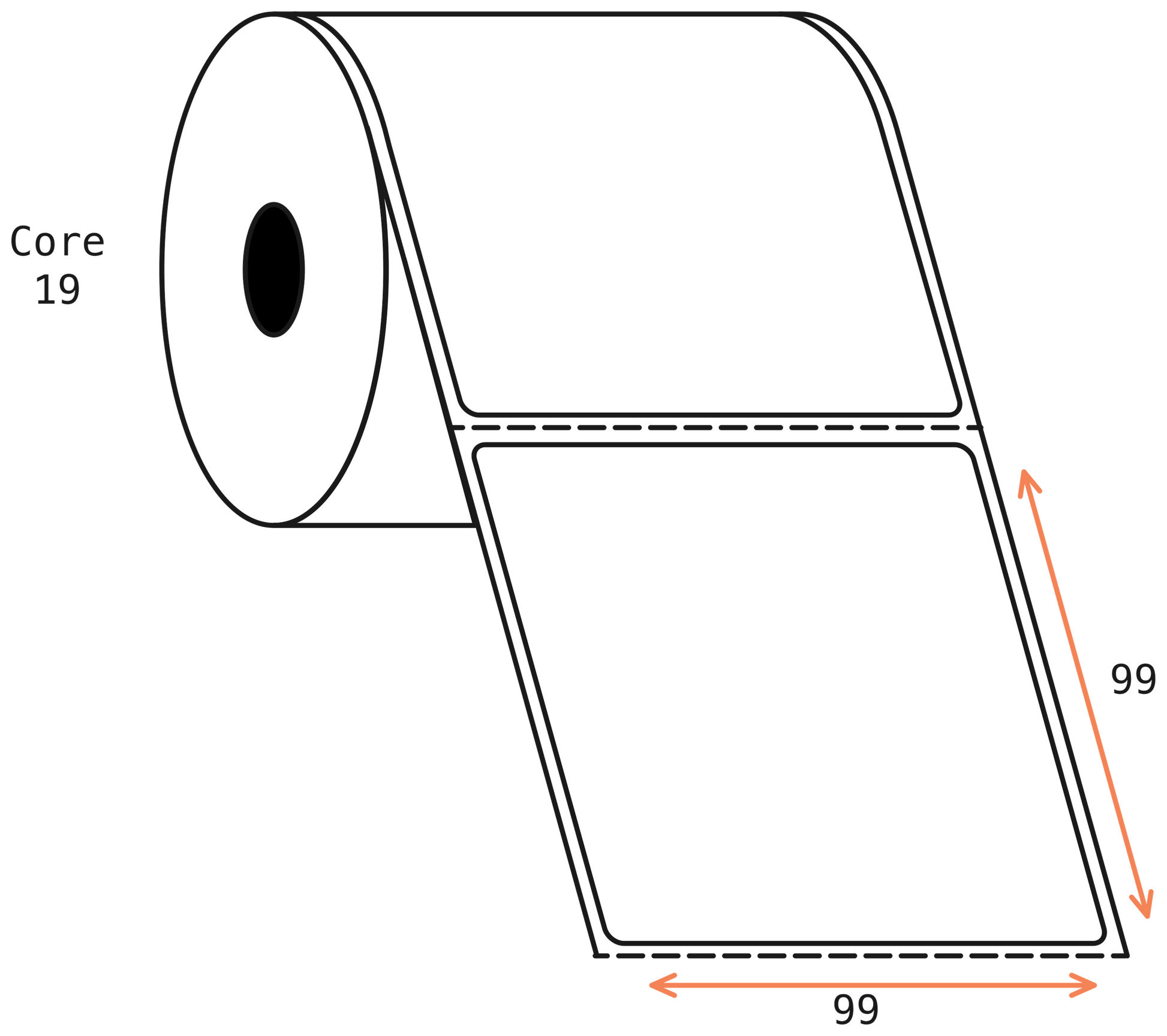 Thermal Transfer 99x99mm 1 Across Matt Labels 25mm Core, 750/Roll, 20 Rolls/Carton, Permanent