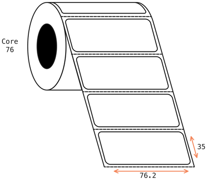 Thermal Transfer 76x36mm 1 Across Matt Labels 76mm Core, 4000/Roll, 8 Rolls/Carton, Permanent