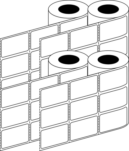 Direct Thermal 33x50mm 3 Across Matt Labels 76mm Core, 6000/Roll, 8 Rolls/Carton, Permanent — Carton (8 rolls)
