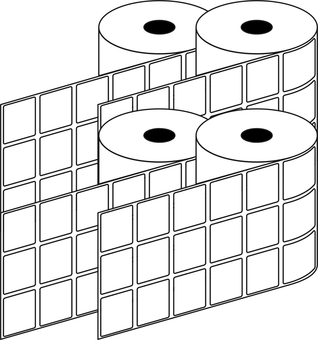 Direct Thermal Toniq Space POS 30x25mm Matt 3 Across 40mm Core, 5001/Roll, 8 Rolls/Carton, Removable — Carton (8 rolls)