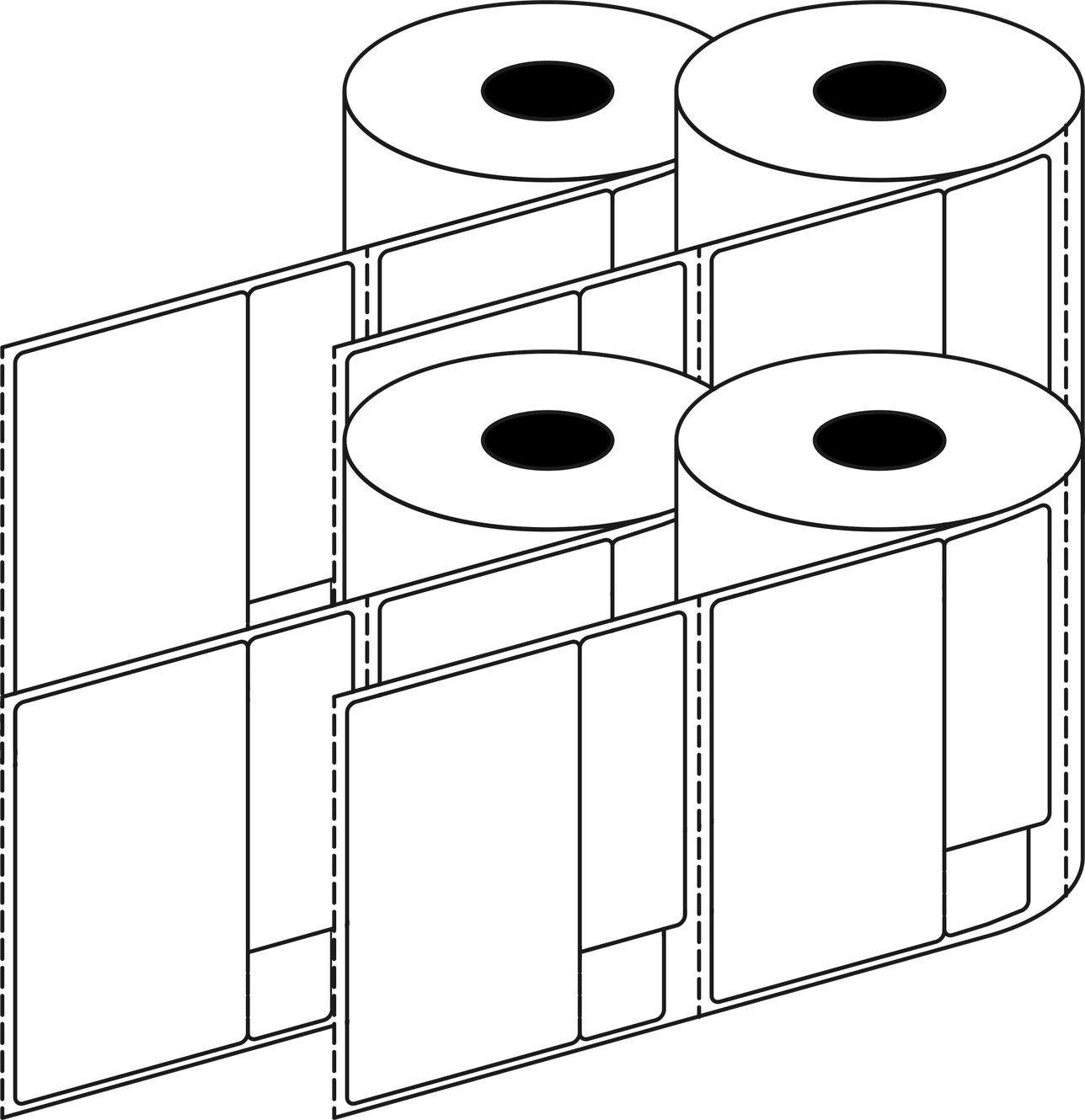 Direct Thermal 3-Part Blank 73x60mm Matt Dispensary Labels 38mm Core, 1000/Roll, 8 Rolls/Carton, Removable — Carton (8 rolls)