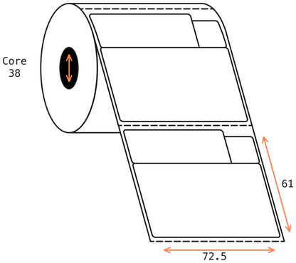 Direct Thermal 3-Part Blank 73x60mm Matt Dispensary Labels 38mm Core, 1000/Roll, 8 Rolls/Carton, Removable