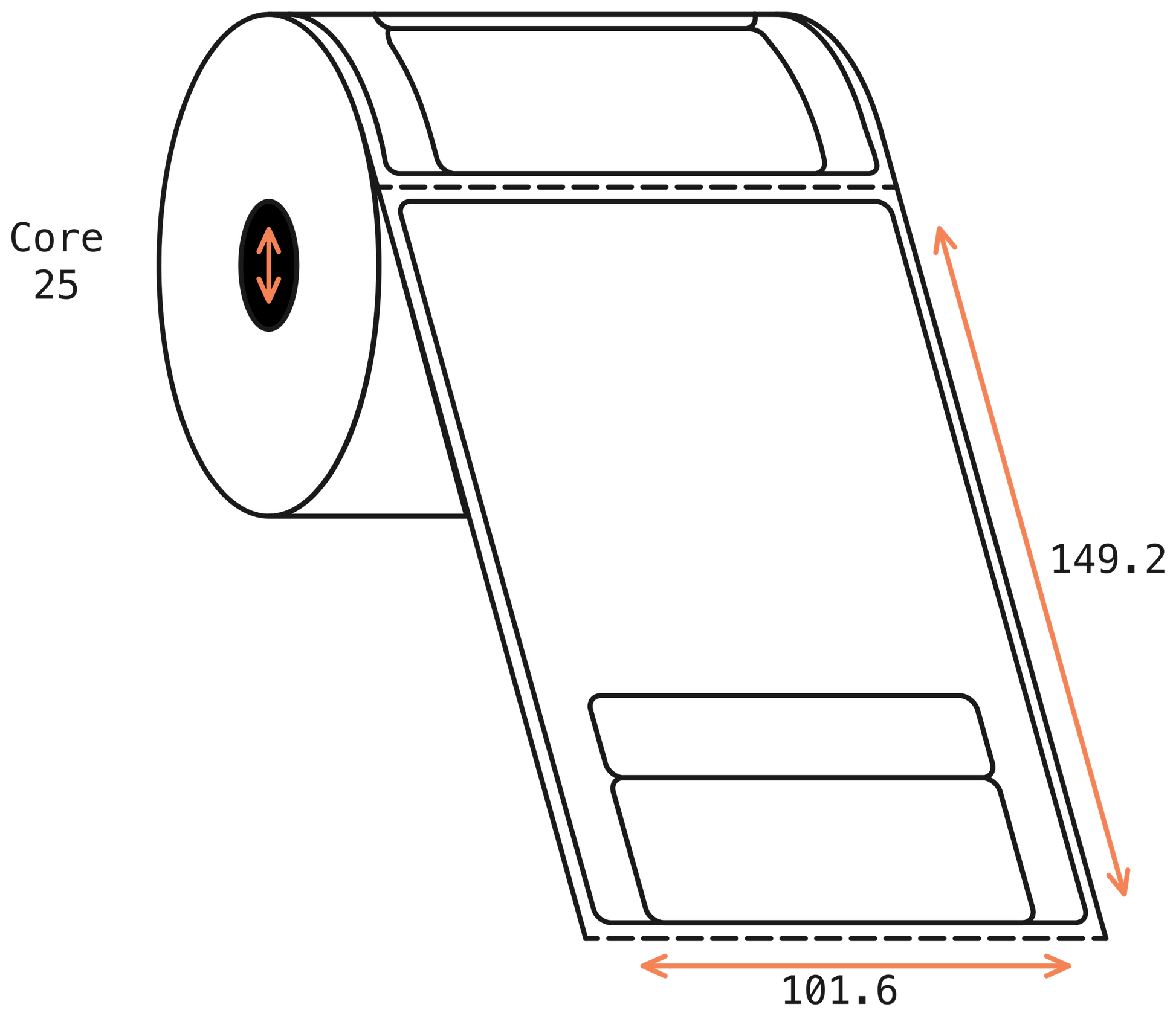 Direct Thermal Courier Post 101x149mm Matt Labels 25mm Core, 250/Roll, 30 Rolls/Carton, Permanent