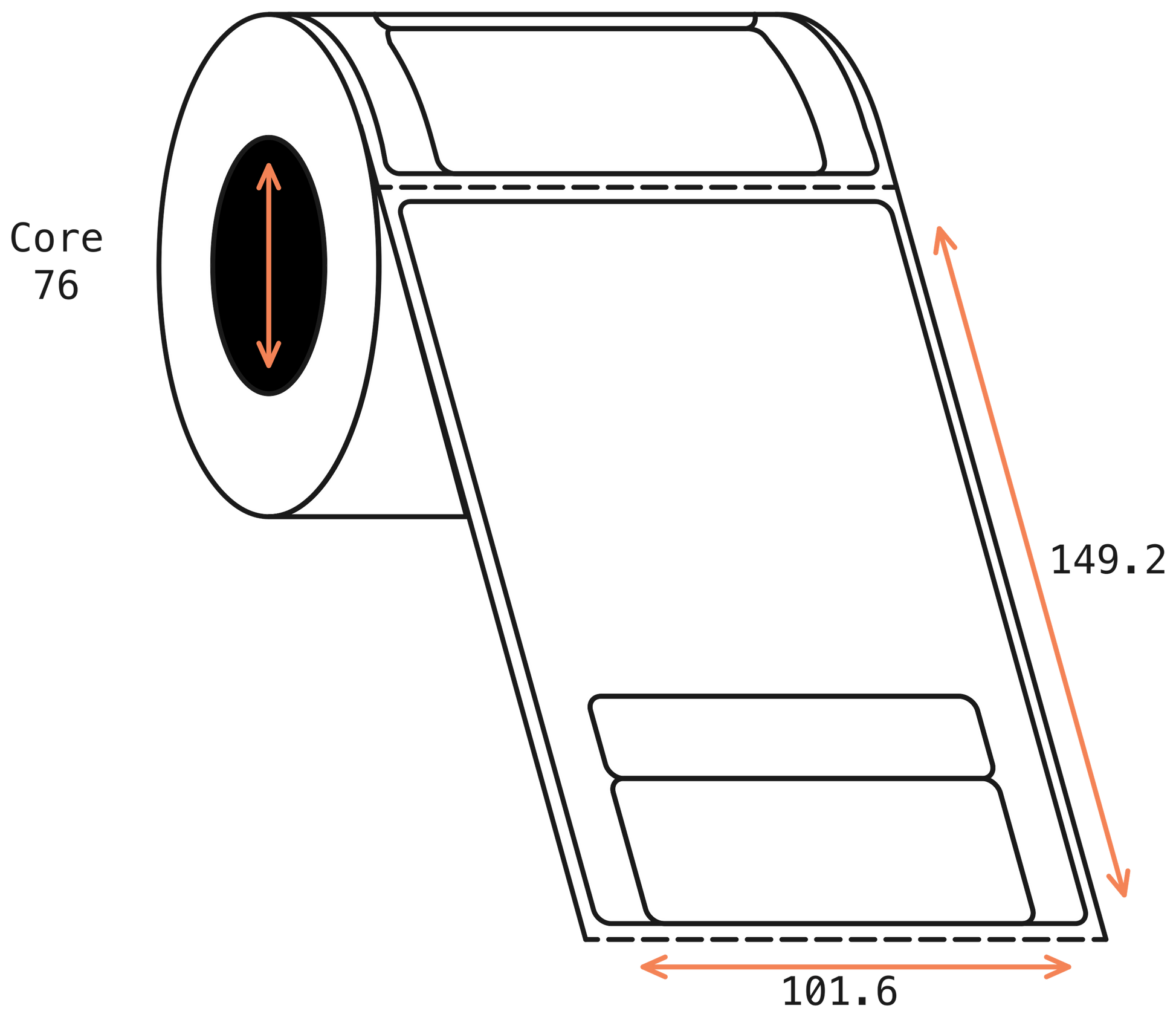 Direct Thermal Courier Post 101x149mm Matt Labels 76mm Core, 500/Roll, 16 Rolls/Carton, Permanent