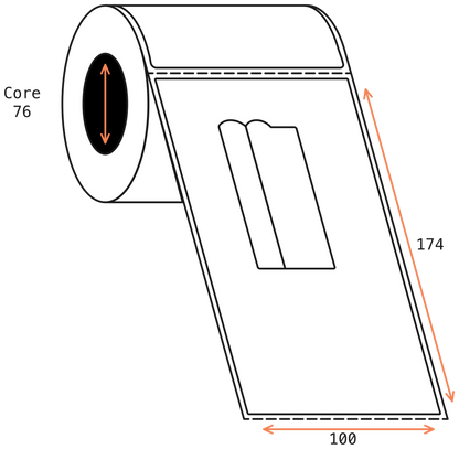 Direct Thermal PBT Courier 100x174mm Matt Labels 76mm Core, 750/Roll, 8 Rolls/Carton, Permanent