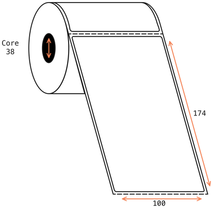 Direct Thermal Courier Post Non Facecut 100x174mm Matt Labels 38mm Core, 300/Roll, 24 Rolls/Carton, Permanent