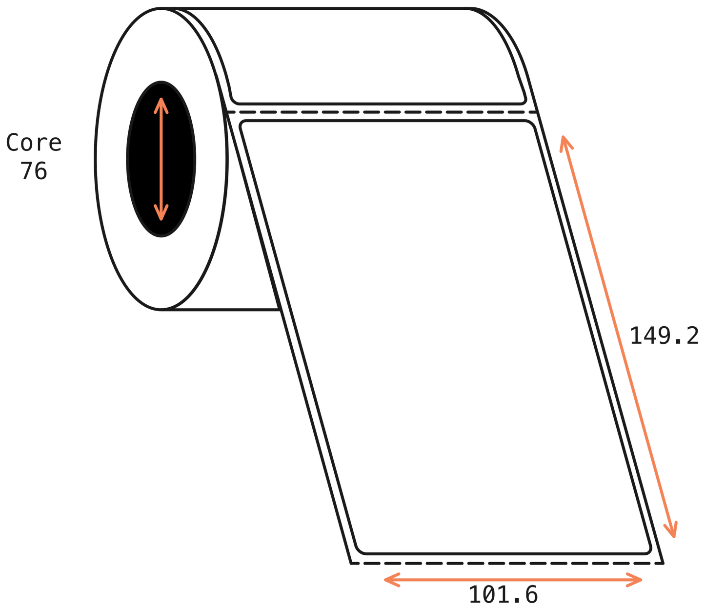 Direct Thermal Mainfreight1000 101x149mm Matt Labels 76mm Core, 1000/Roll, 8 Rolls/Carton, Permanent