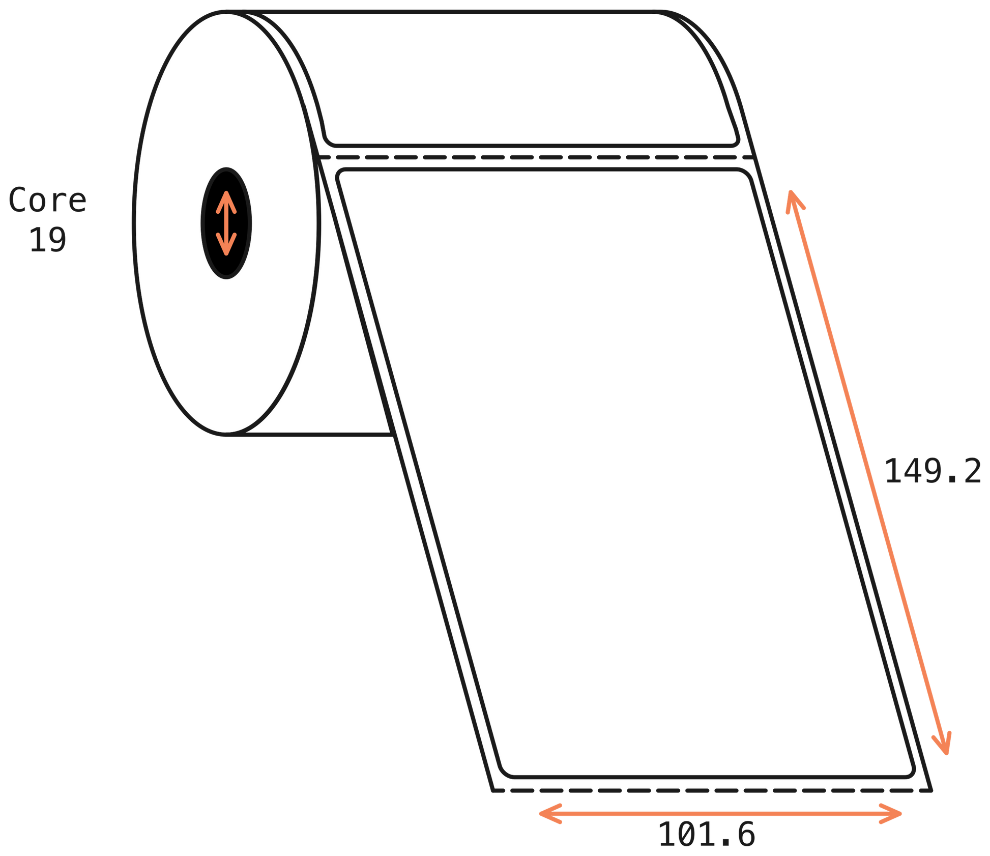 Direct Thermal Mainfreight (57OD) 101x149mm Matt Labels 19mm Core, 80/Roll, 50 Rolls/Carton, Permanent