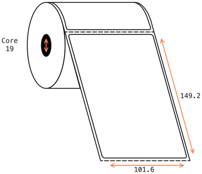 Direct Thermal Mainfreight (57OD) 101x149mm Matt Labels 19mm Core, 80/Roll, 50 Rolls/Carton, Permanent