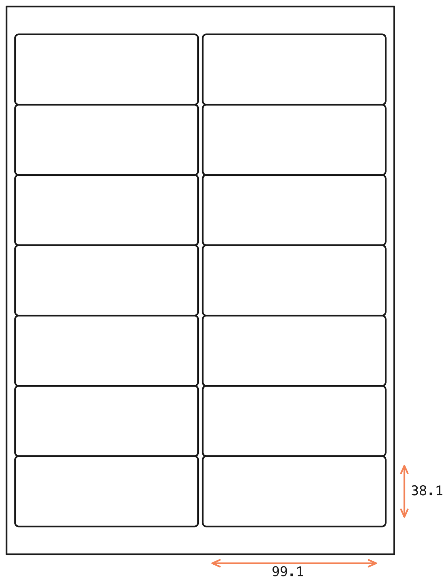 Allmark A4 Laser Border14UP 99.1x38.1mm Matt White Permanent, 100 Sheets Per Box/8 Boxes Per Carton