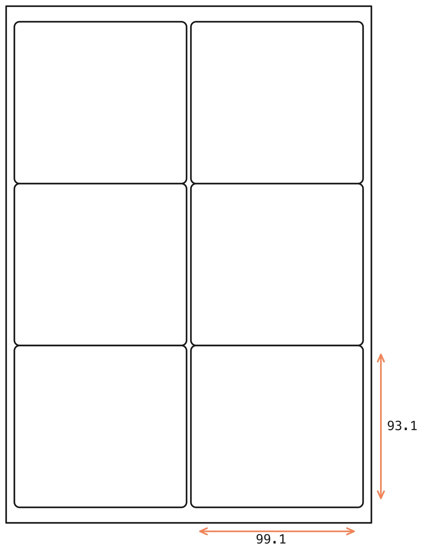 Allmark A4 Laser Border 6UP 99.1x93.1mm Matt White Permanent, 100 Sheets Per Box/8 Boxes Per Carton