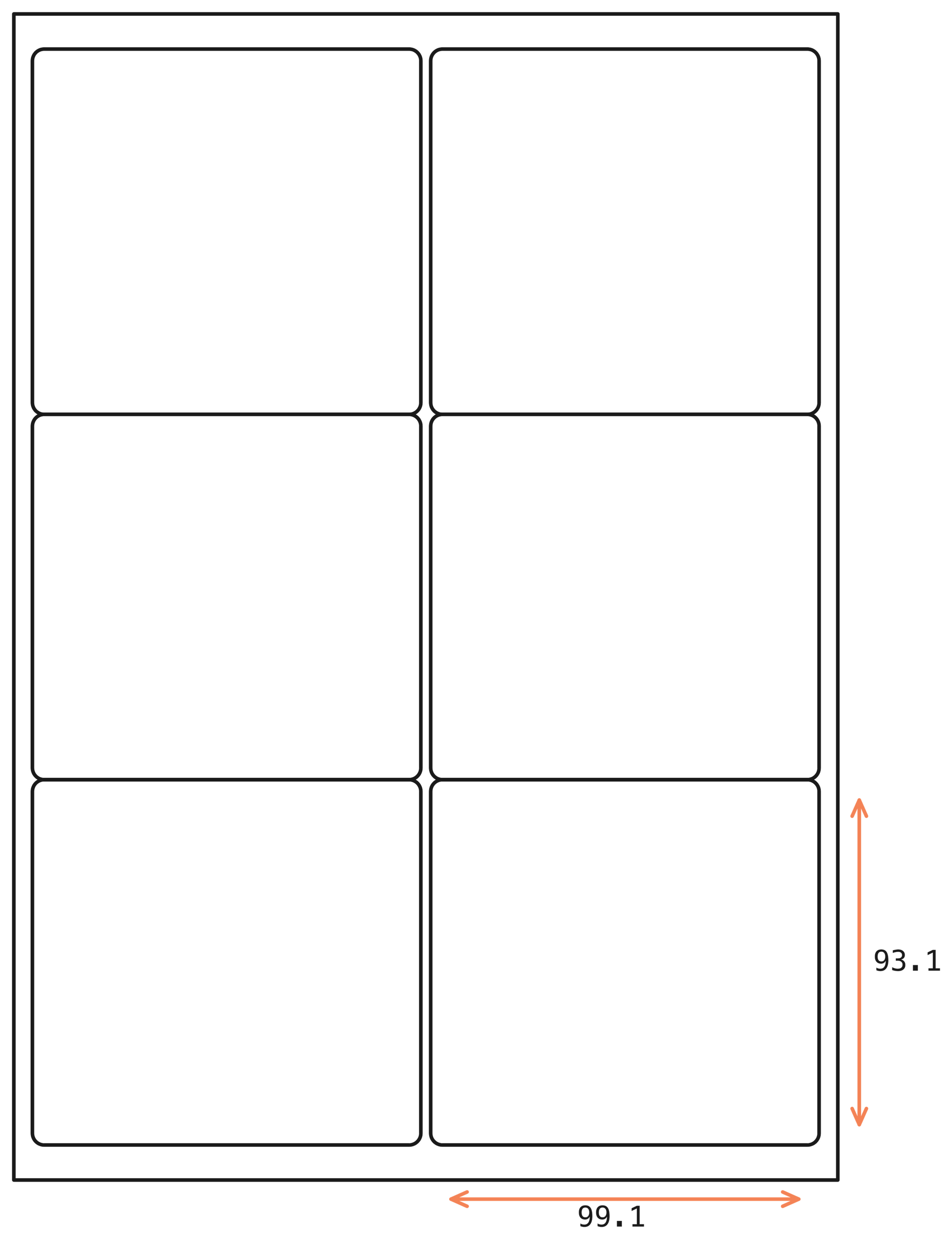 Allmark A4 Laser Border 6UP 99.1x93.1mm Matt White Permanent, 100 Sheets Per Box/8 Boxes Per Carton