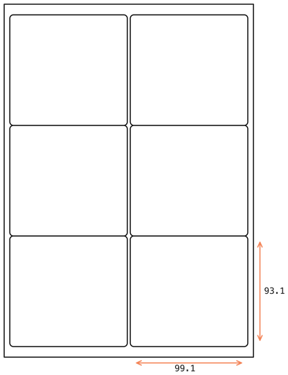 Allmark A4 Laser Border 6UP 99.1x93.1mm Matt White Permanent, 100 Sheets Per Box/8 Boxes Per Carton