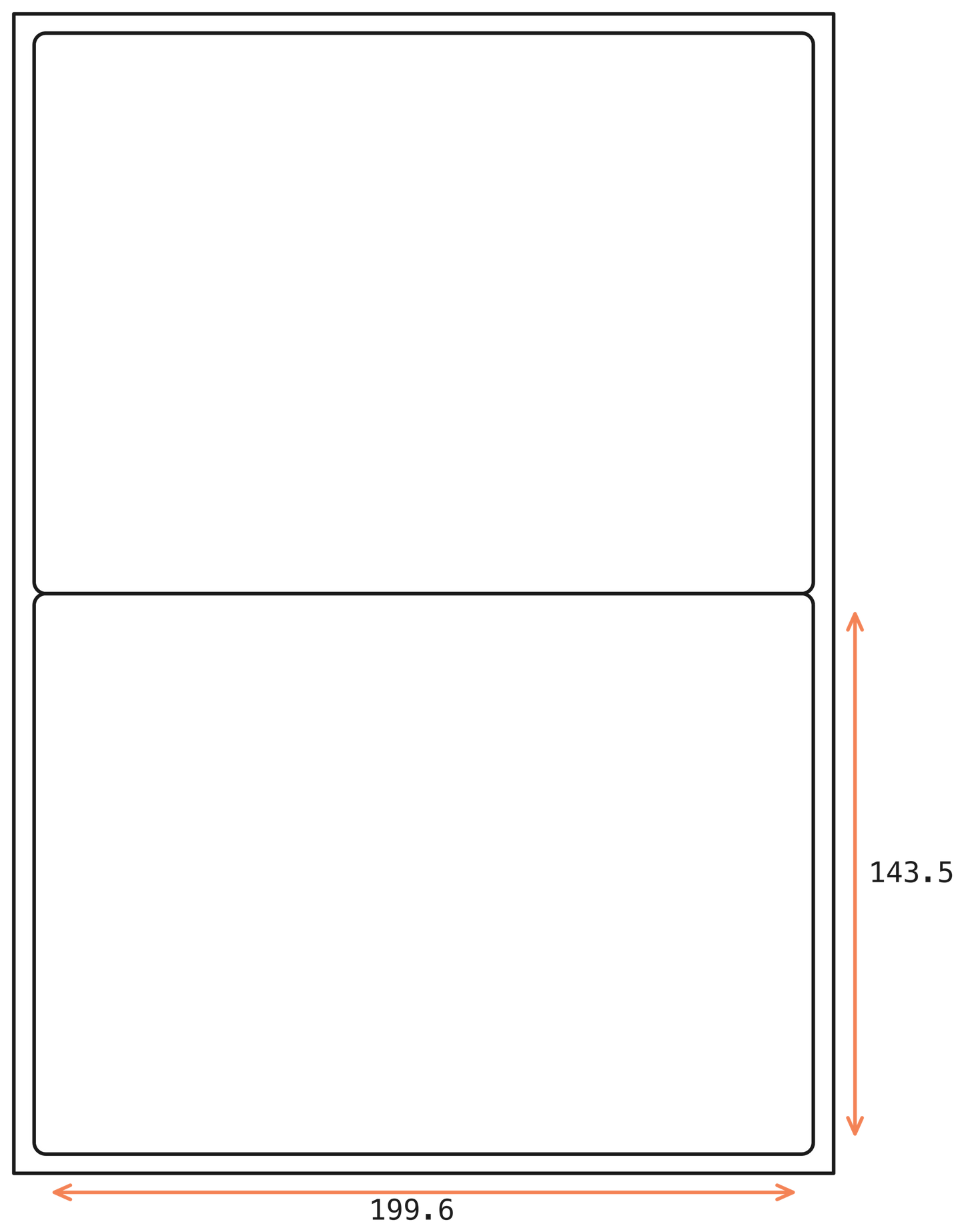 Allmark A4 Laser Border 2UP 199.6x143.5mm Matt White Permanent, 100 Sheets Per Box/8 Boxes Per Carton