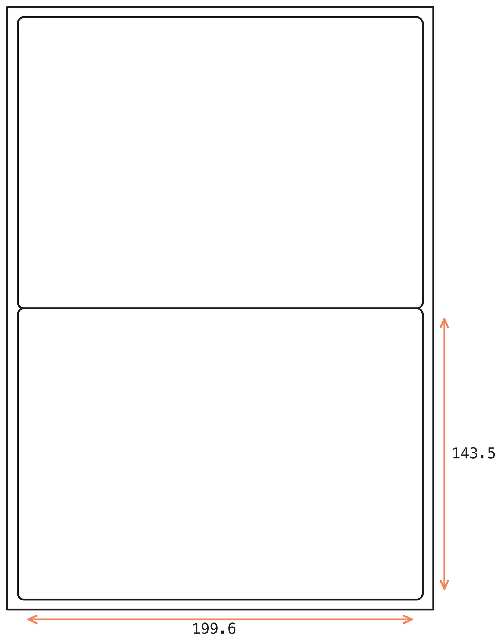 Allmark A4 Laser Border 2UP 199.6x143.5mm Matt White Permanent, 100 Sheets Per Box/8 Boxes Per Carton