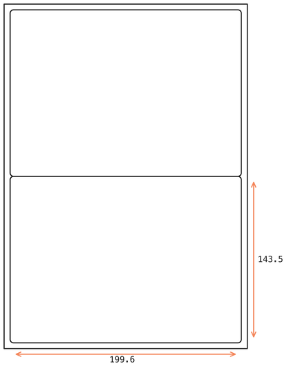 Allmark A4 Laser Border 2UP 199.6x143.5mm Matt White Permanent, 100 Sheets Per Box/8 Boxes Per Carton