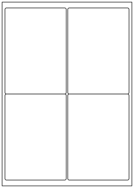 Allmark A4 Laser Border 4UP 99.1x139mm Matt White Permanent, 100 Sheets Per Box/8 Boxes Per Carton