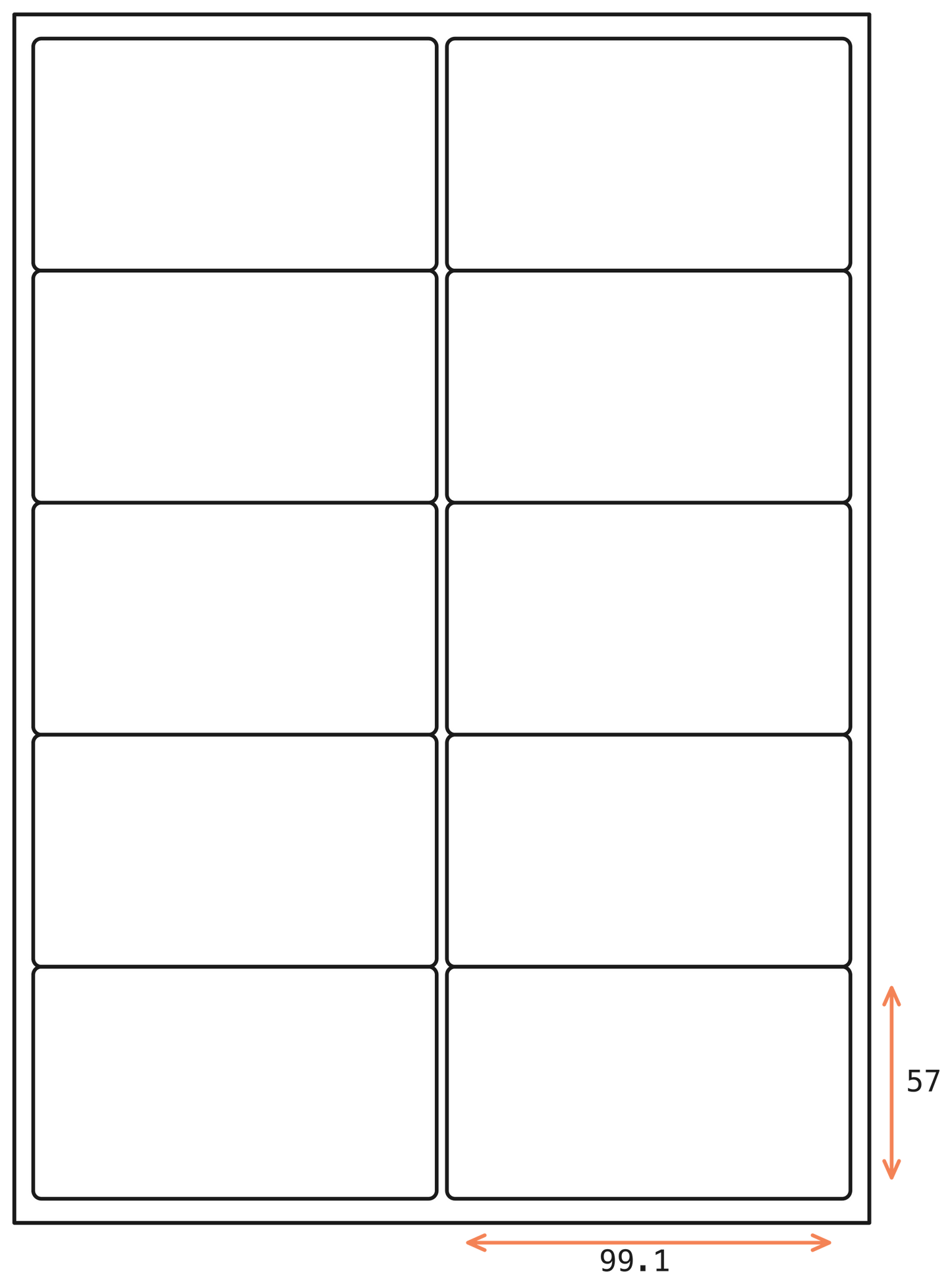 Allmark A4 Laser Border 10UP 99.1x57mm Matt White Permanent, 100 Sheets Per Box/8 Boxes Per Carton