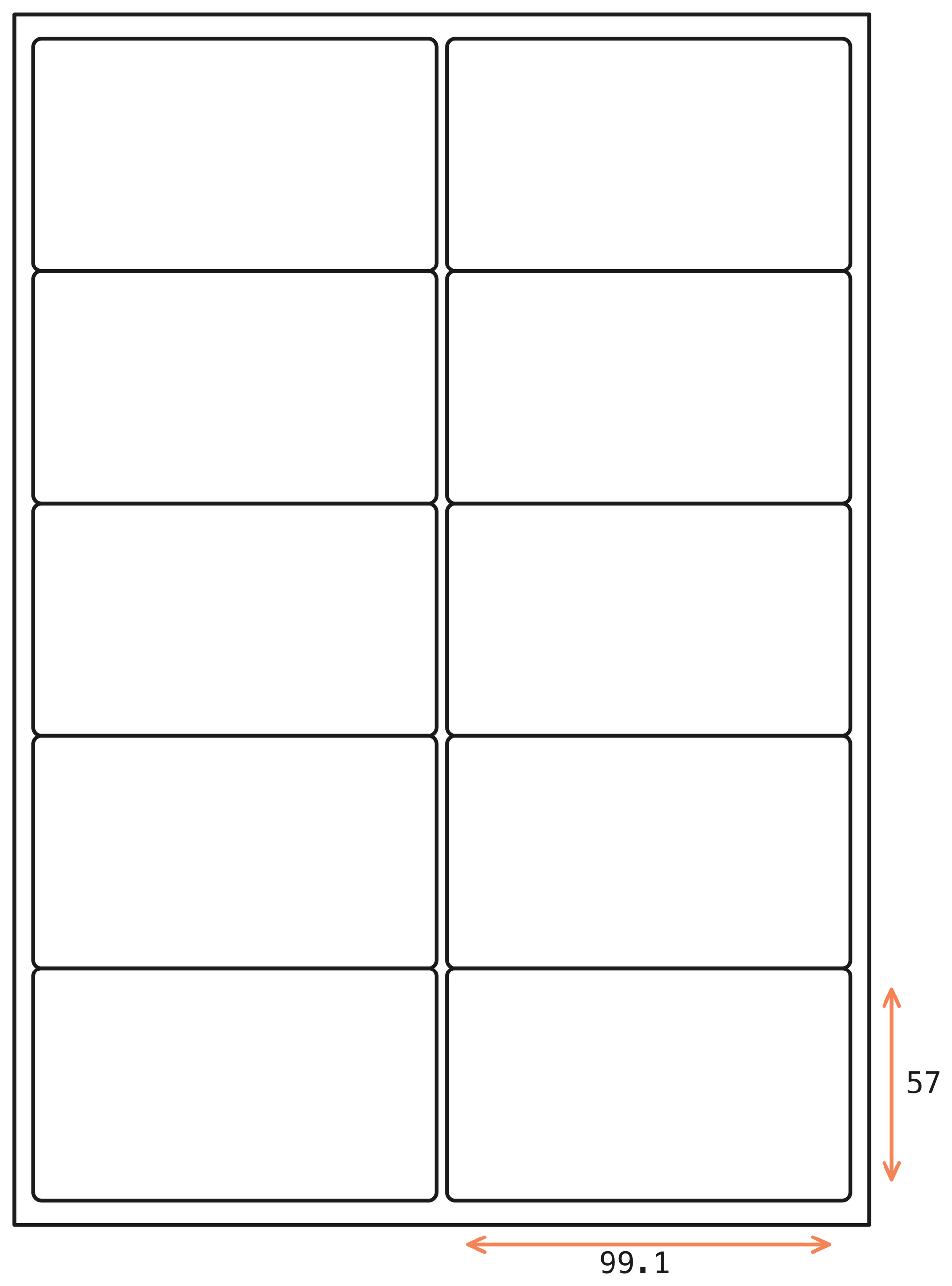 Allmark A4 Laser Border 10UP 99.1x57mm Matt White Permanent, 100 Sheets Per Box/8 Boxes Per Carton