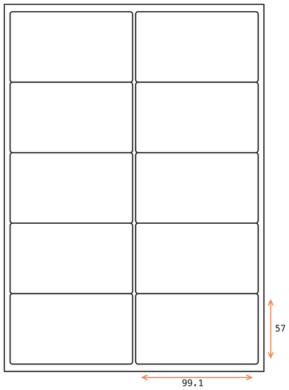 Allmark A4 Laser Border 10UP 99.1x57mm Matt White Permanent, 100 Sheets Per Box/8 Boxes Per Carton