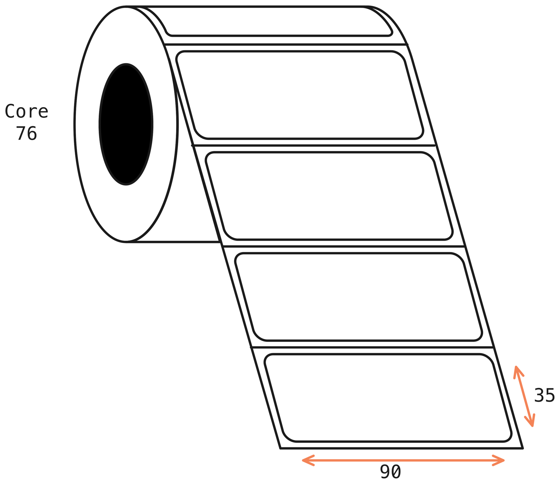 Thermal Transfer NurseryLabel 90x35mm 1 Across 76mm Core, 4000/Roll, 8 Rolls/Carton, Permanent