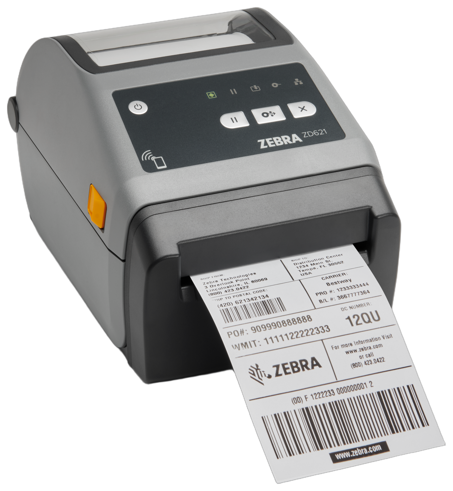 Zebra ZD621 4" 203dpi DT Linerless Printer Linerless w/ Cutter+Label Take Sensor