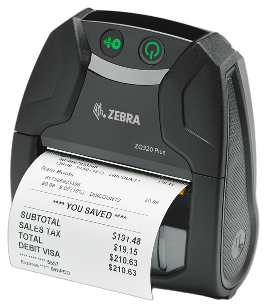 Zebra ZQ320 3" Outdoor Mobile DT Printer BT