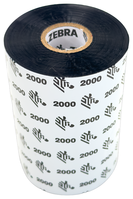 Zebra 2000, Black 110mm x 74m Wax Face Out Flat Head