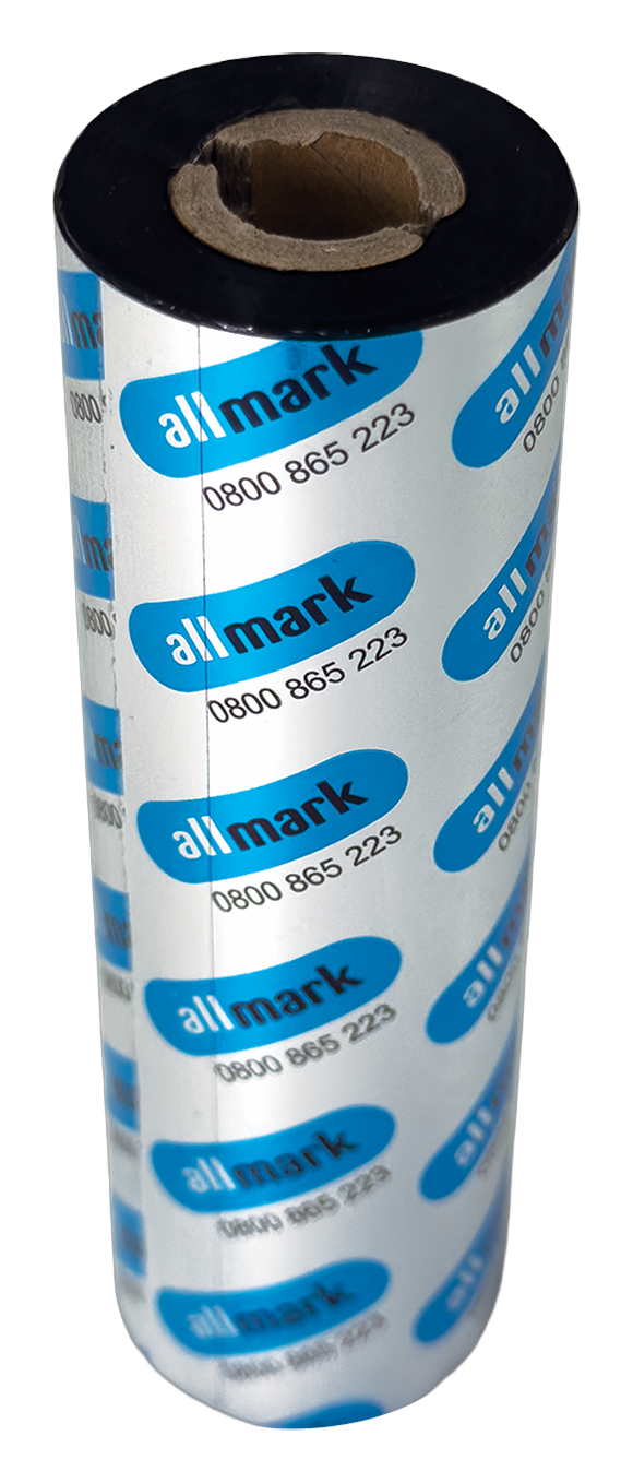 Allmark Black 110mm x 74m Wax Resin Face Out Flat Head