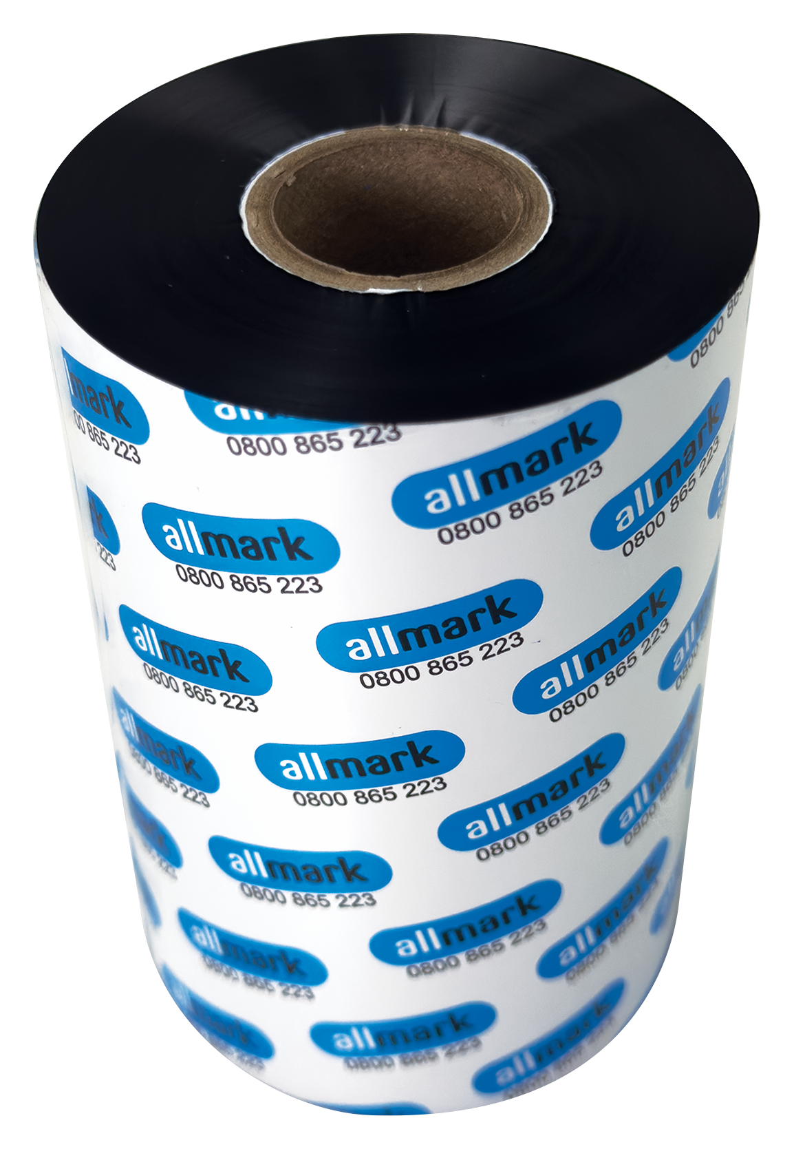 Allmark Black 80mm x 450m Enhanced Wax Face Out Flat Head
